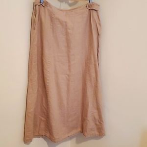H&M long tan linen skirt